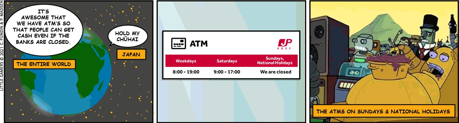 In Japan, ATM means that ass thing.